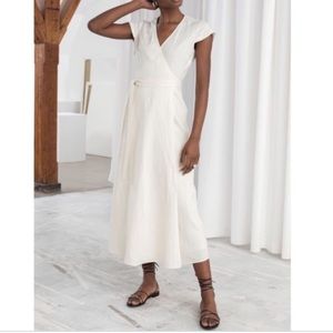 & Other Stories Linen Midi Wrap Dress | White | Size 2